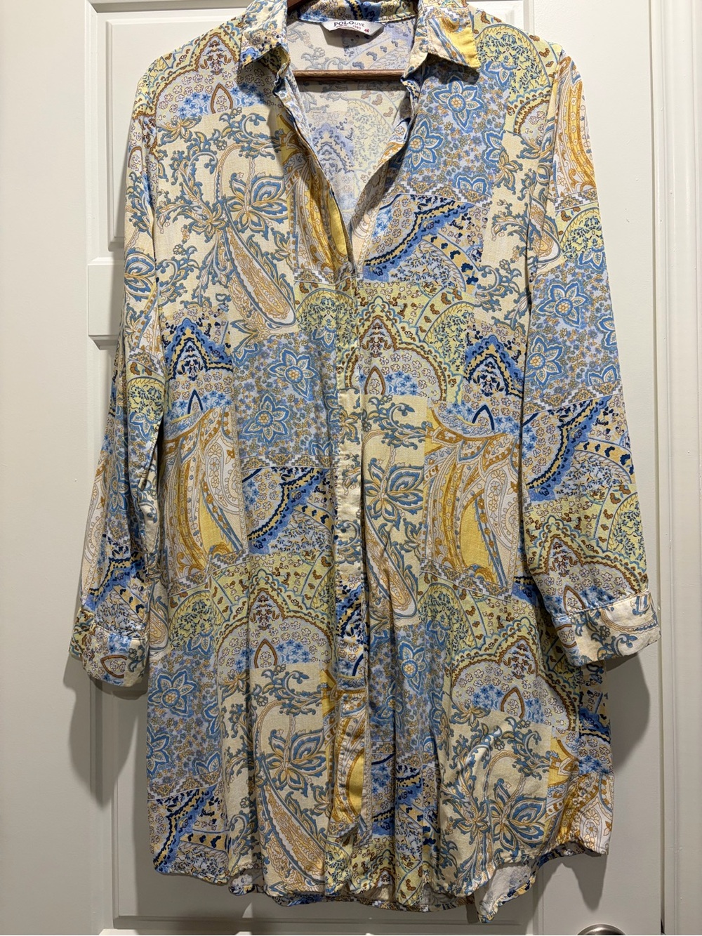 Polo Live Lightweight Paisley Button-Up Shirt - Blue & Yellow